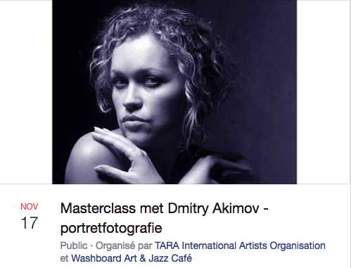 Entête Facebook. TARA. Antwerpen. Masterclass met Dmitry Akimov - portretfotografie. 2017-11-17